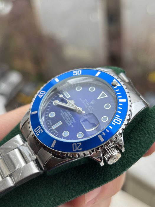 Ceas barbatesc Submariner Argintiu-Albastru + Husa