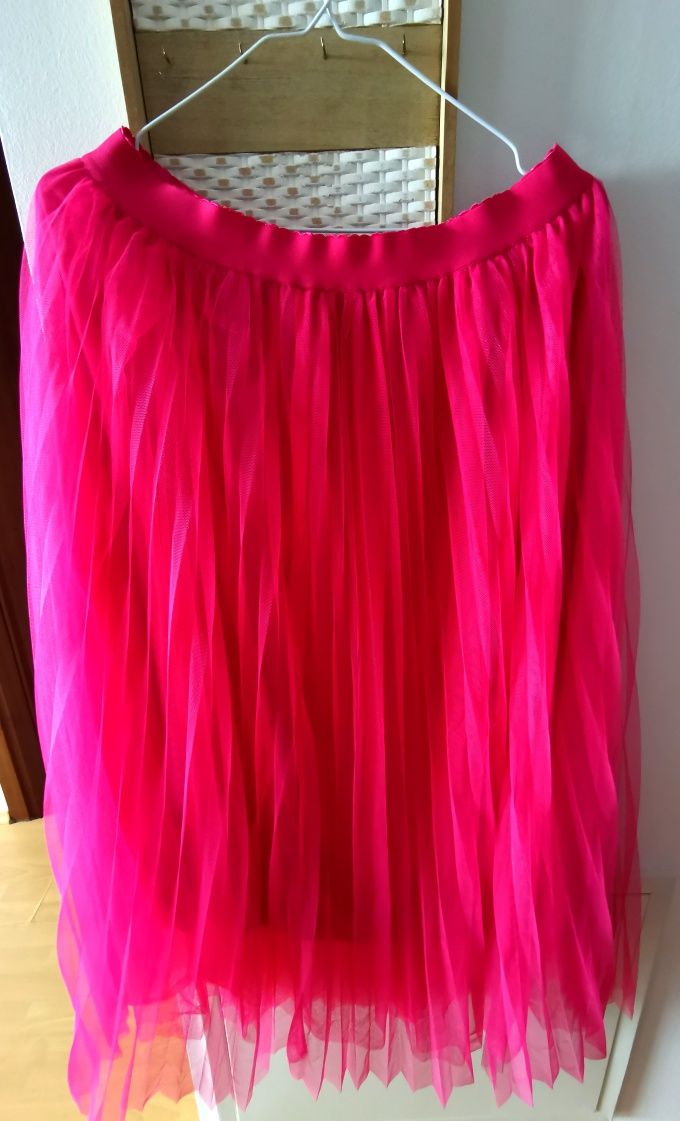 Fusta tulle ampla fucsia