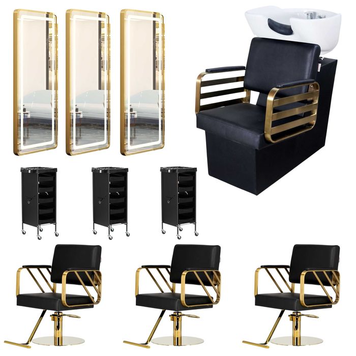 Mobilier Scaun frizerie coafor scafa ceramica Verde Negru Auriu