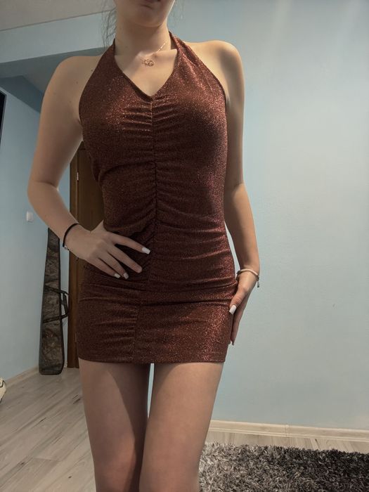 Къса рокля H&M в кафяв цвят