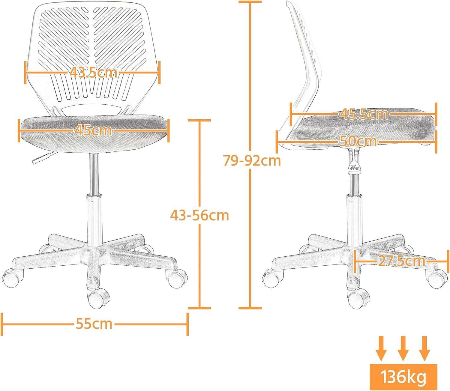 Scaun ergonomic pentru birou , cu suport lombar , pana la 136 kg