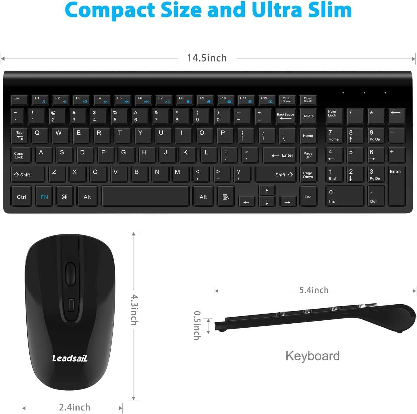 LeadsaiL KF-10+LX001 Комплект от безжична USB клавиатура и мишка