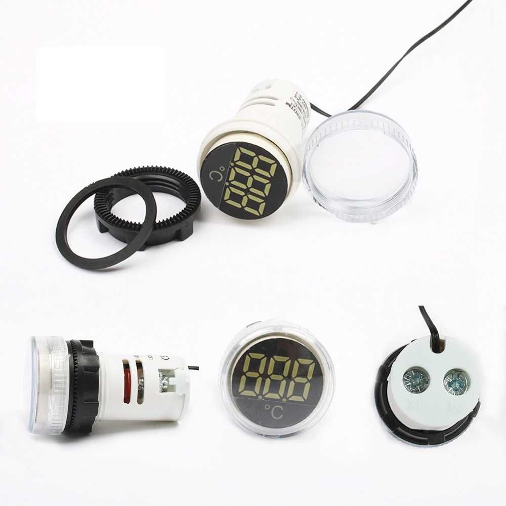 Мини LED цифров термометър, AC 220V, -20-119 °C, бял
