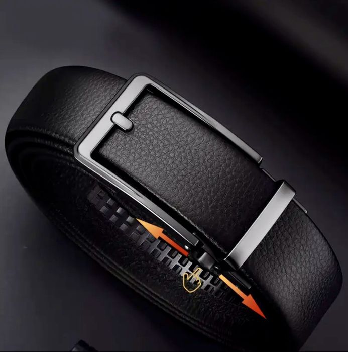 Официален Класически Мъжки колан с автоматична катарама/Черна ест.кожа