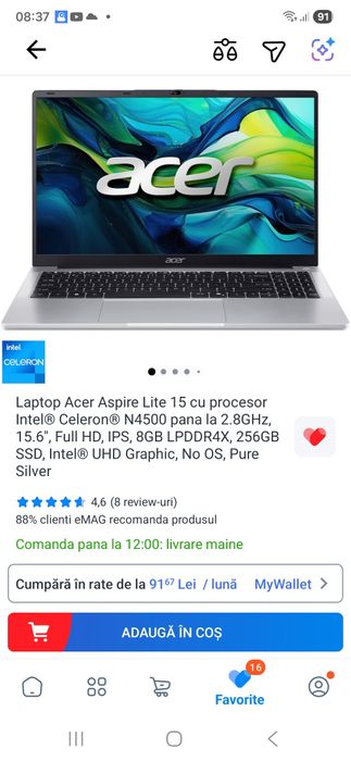 Laptop Acer Aspire Lite 15 NOU nou