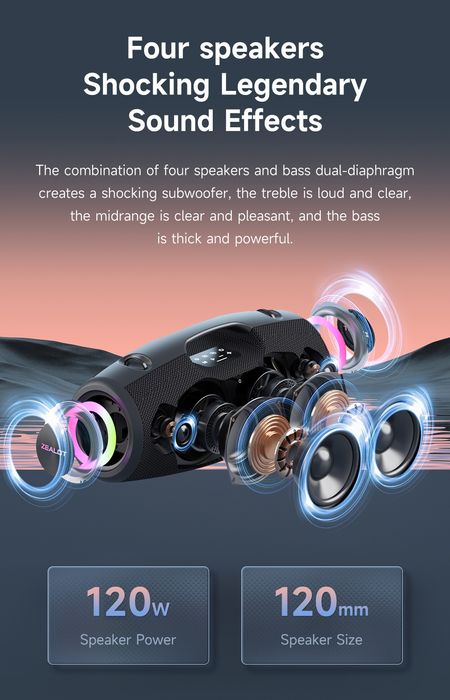 Zealot S78 120w boxa portabila 24000mah baterie