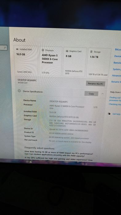 Vand PC gaming rtx 3070