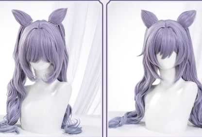 Аниме косплей лилава перука с две опашки Genshin Impact Keqing Cosplay
