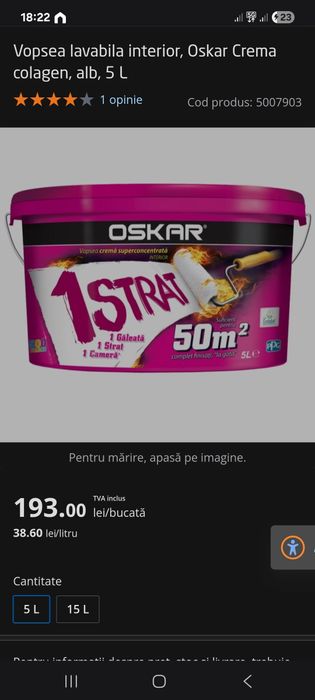 Vopsea Direct pe beton & Oskar Crema 5l