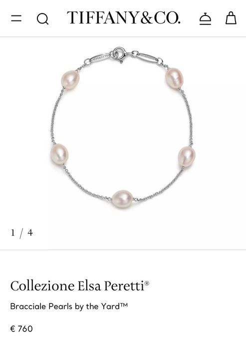 BRATARA ARGINT 925 + Perle - TIFFANY&CO - Elsa Peretti - 760E !