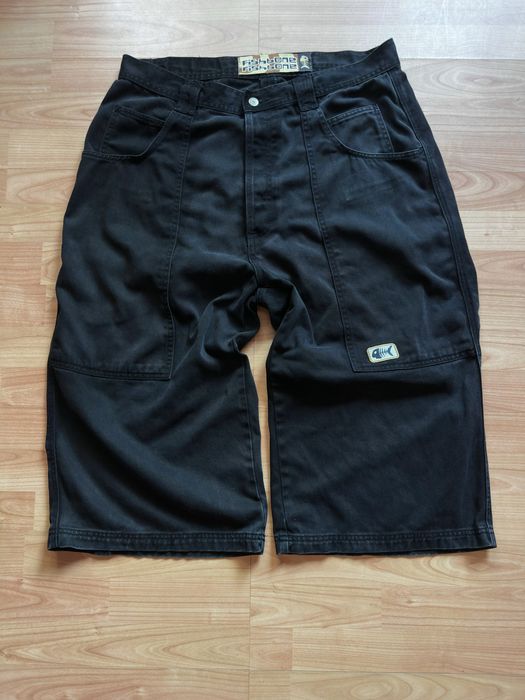 Shorts jorts denim pantaloni scurti vintage oversize Fishbone black