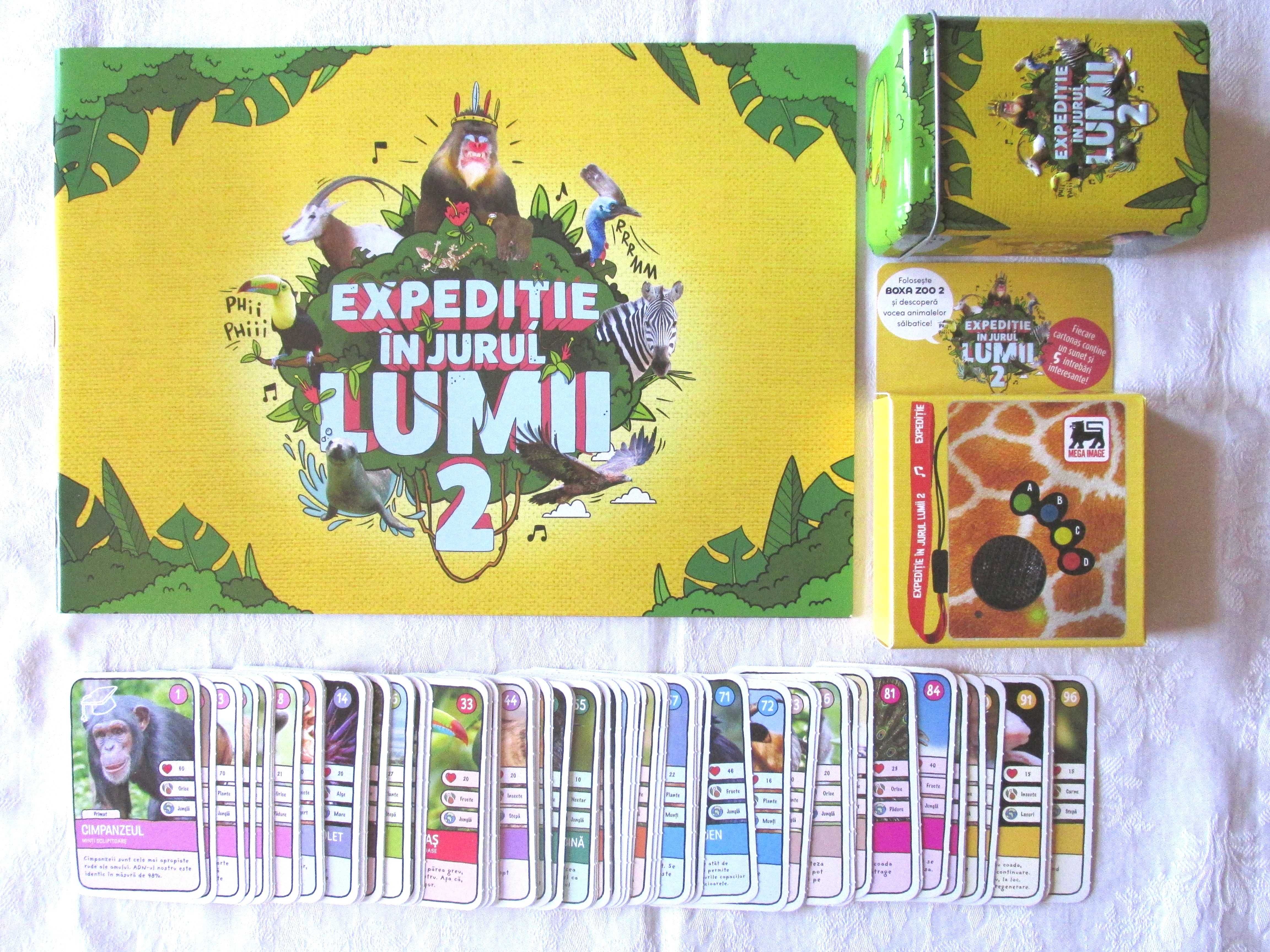 Joc Expeditie in jurul lumii 2 - Catalog +96 cartonase +boxa+cutiuta