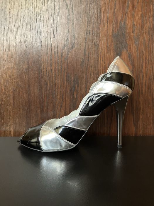 Pantofi El Dantes Piele Naturala Negru si Argintiu Marimea 38