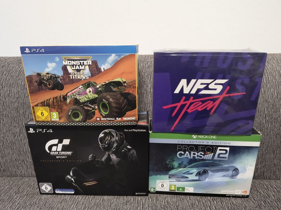 Gran Turismo sport, Project Cars 2,NFS Heat,Monster Jam Collectors PS4