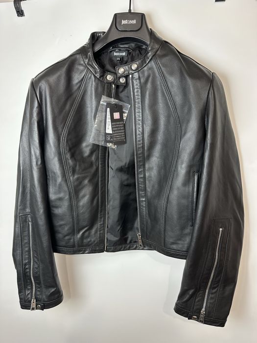 Ново Just Cavalli Дамско Кожено Яке Черно Размер L - 44