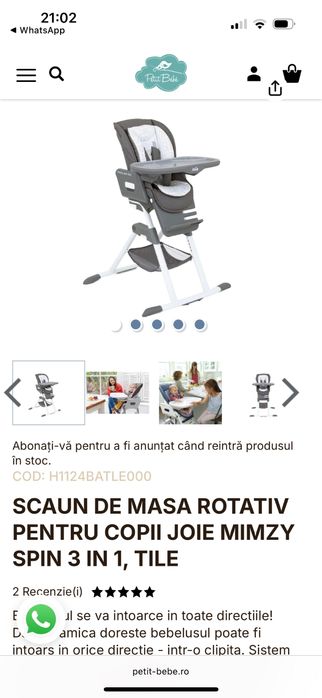 scaun masa joie  mimzy SPIN 3 IN 1