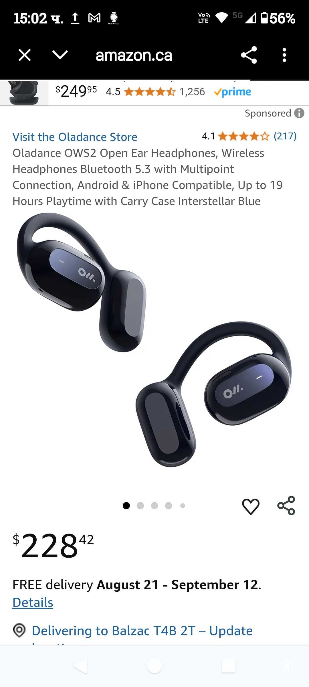 Oladance OWS2 Over-ear слушалки Bt 5.3 слушалки Android iPhone нови