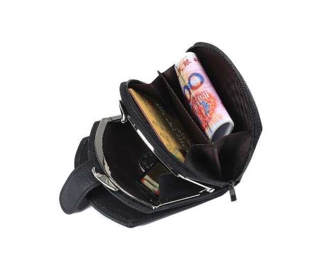 Черно Дамско портмоне от естествена кожа Imperial