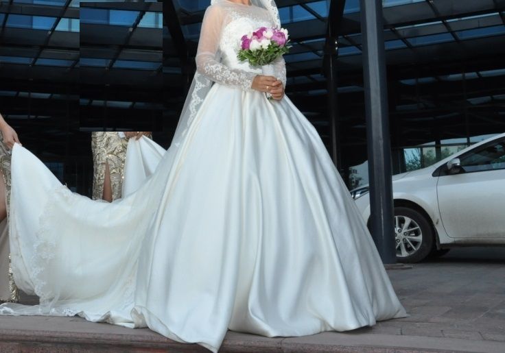 Атласное свадебное платье