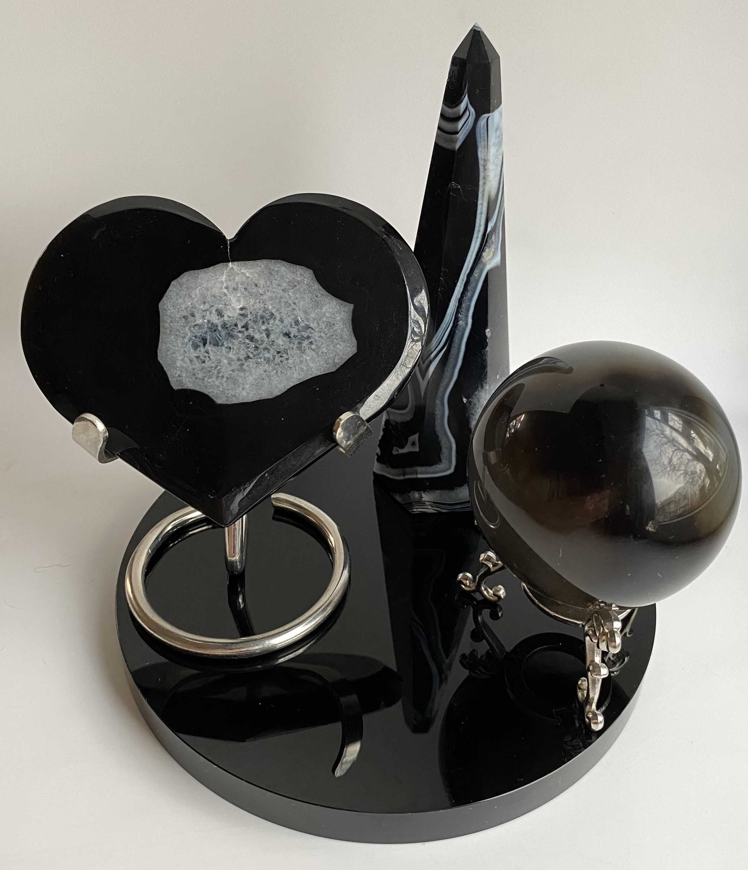Cristale/Minerale-Agata Neagra-set decorativ din piatra semipretioasa
