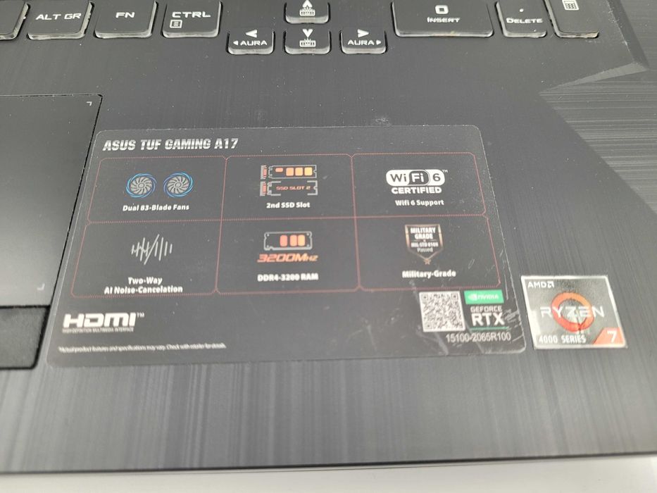 Garantie 24 luni Asus A17  Ryzen 7 4800H 16GB RTX 3050 4GB SSD CashBox