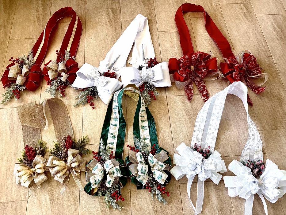 Коледна украса за врата,двойна,от двете страни, коледа,панделка