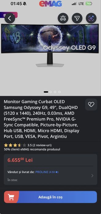Vând monitor Samsung Odyssey OLED G9 49inch
