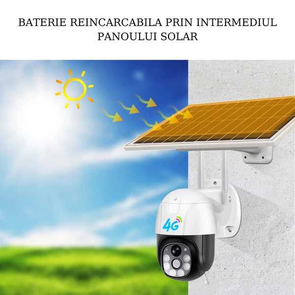 Camera Supraveghere Solara 4G Cartela SIM 3 MP Full HD  Panou Solar