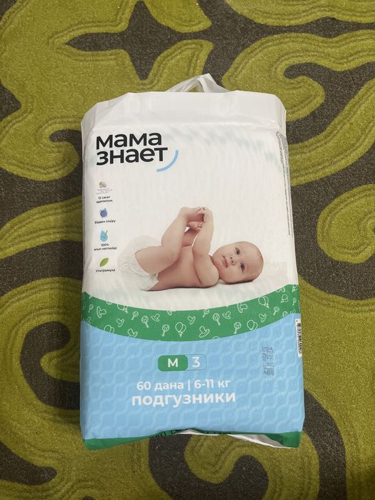 Продам подгузник Мама знает м-3 вес 6-11 кг