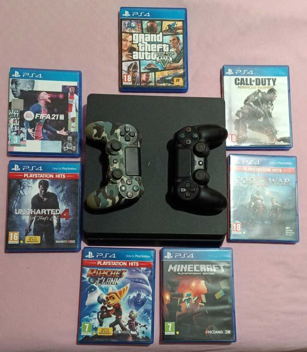 Play station 4 slim 1000gb + игри