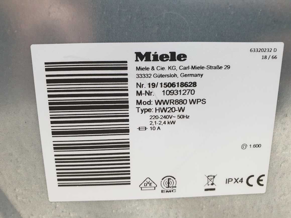 Miele WWR880 WPS - 9кг Пара WiFi TwinDos Пералня Миеле 12м Гаранция