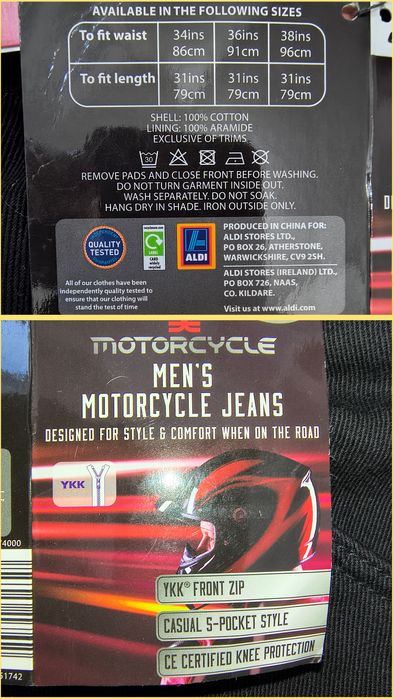 Blugi moto cu Kevlar și protecții, Crane, W34L31