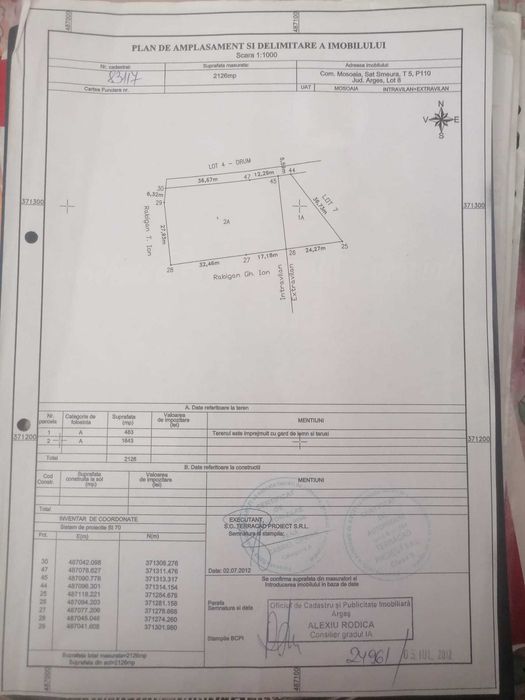 Vand teren Hintesti, Smeura - 2126m, drum privat, Utilitati
