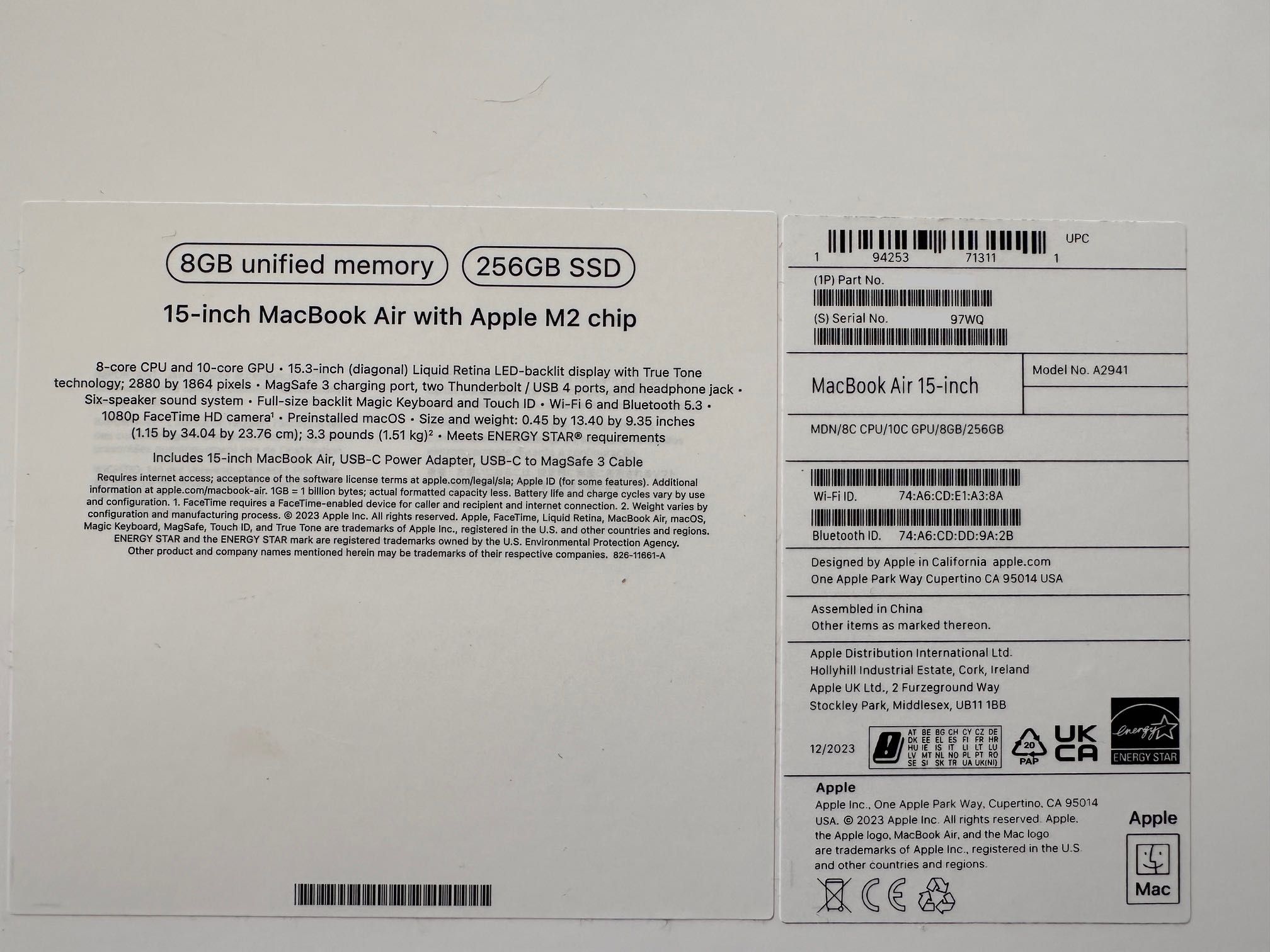 ЧИСТО НОВ MacBook Air 15 M2 Chip 8-Cоre CPU, 10-Core GPU, 8RAM, 256SSD