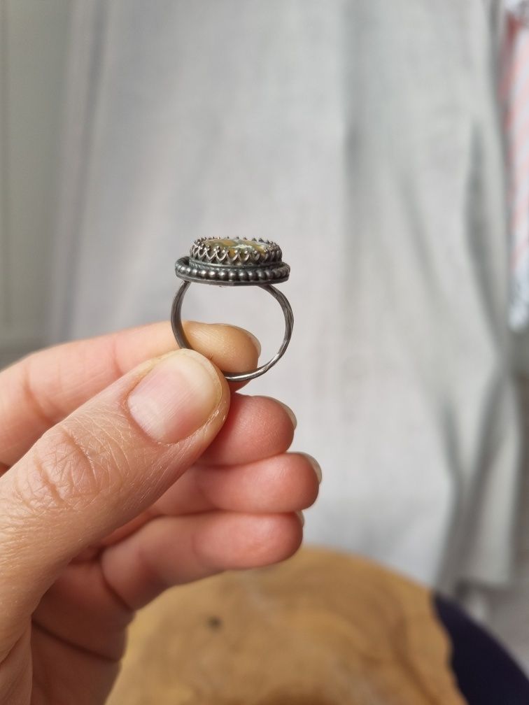 Jasp oceanic orbicular, inel din argint sterlin, piatră naturală