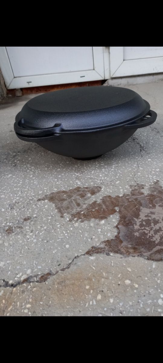 Wok fo fontă 3 în 1  cu capac fontă 32 cm  Ofertă 281 lei