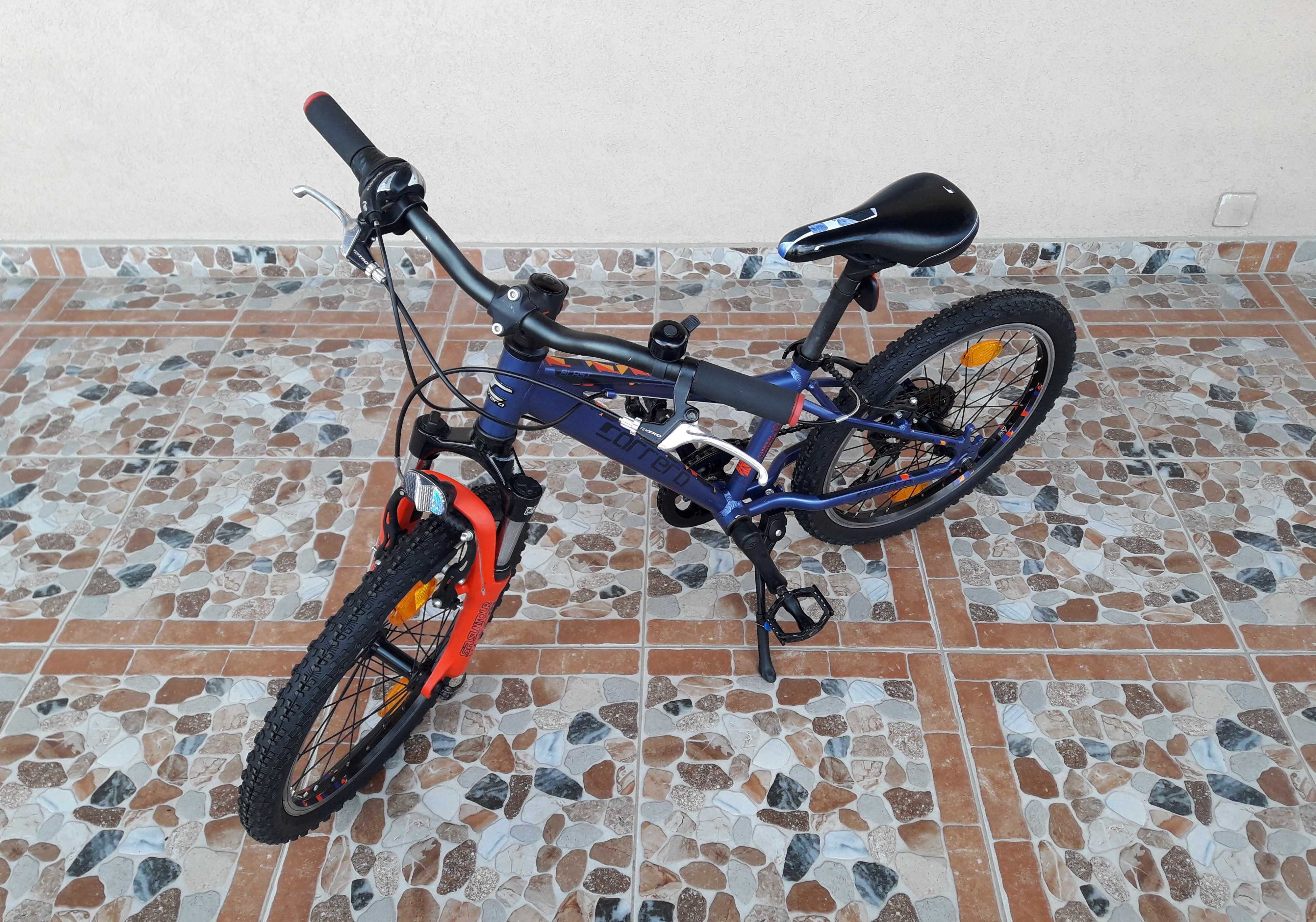 Bicicletă pentru copii Carrera Mason 20’ ALUMINIU, 7 viteze – mov/roșu