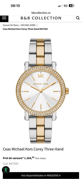 Ceas Michael Kors Corey Three Hand - nou!