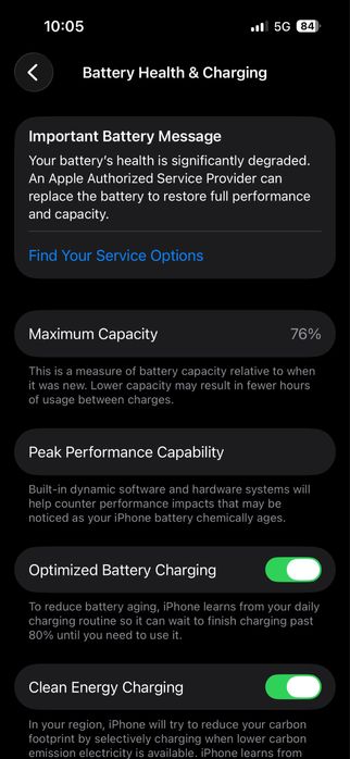 iPhone 14 Pro, 76% живот на батерията