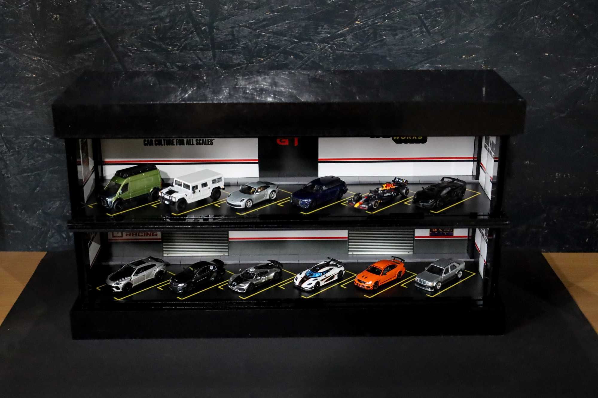 Diorama Display tip garaj-Machete auto 1:64-Hotwheels,MiniGT,Kaido.
