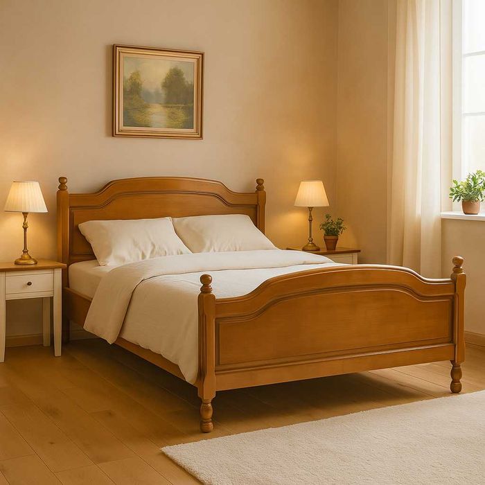 Pat dormitor Ileana din lemn masiv de fag, 160x200 cm