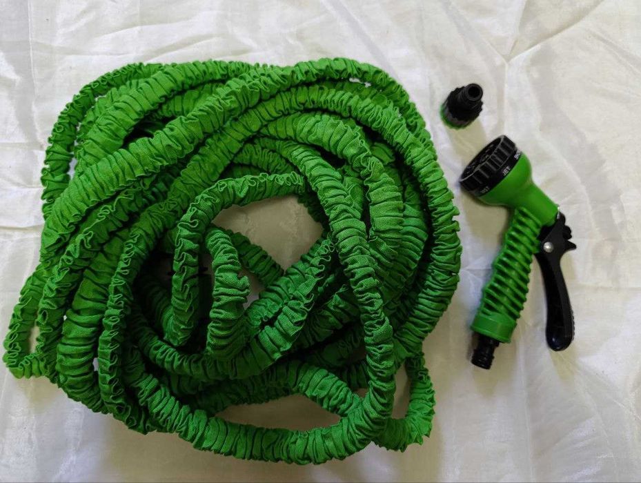 Шланг поливочный удлиняющийся в 3 раза с распылителем