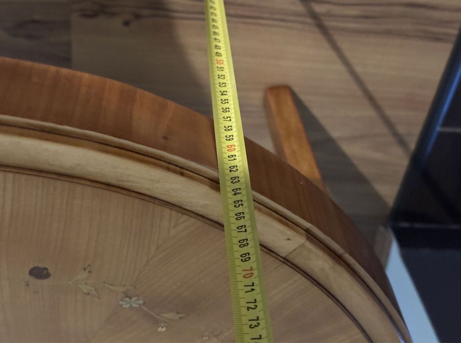 Masa cafea intarsii lemn masiv 77x64cm superba antica biedermeier