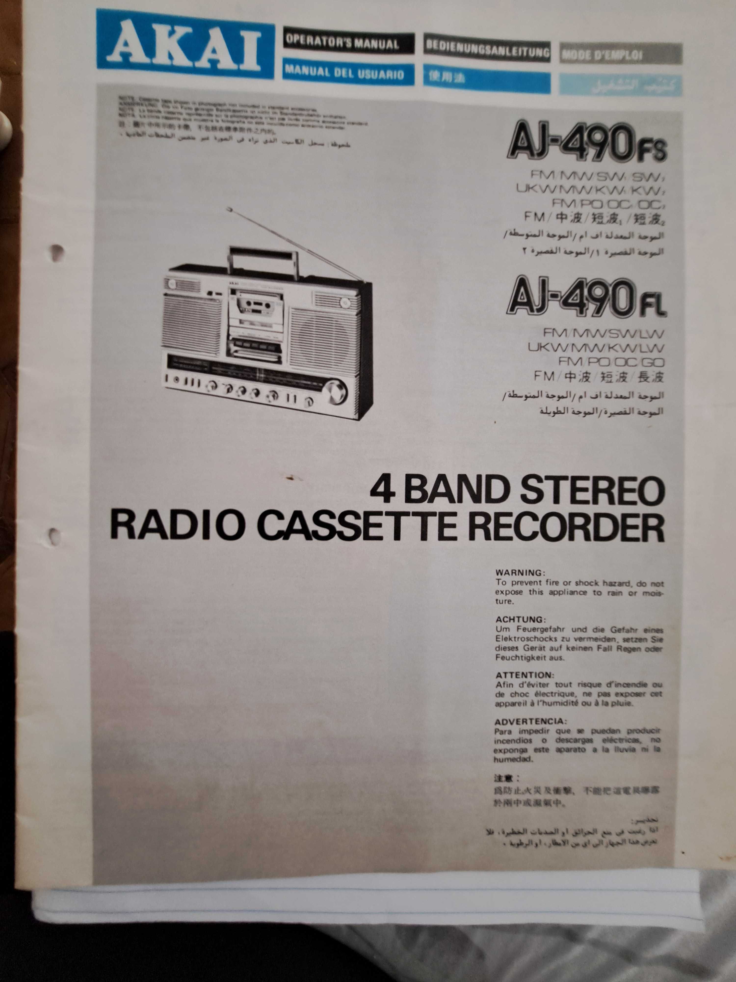 Manual Radio Casetofon Recorder AJ-490 fl