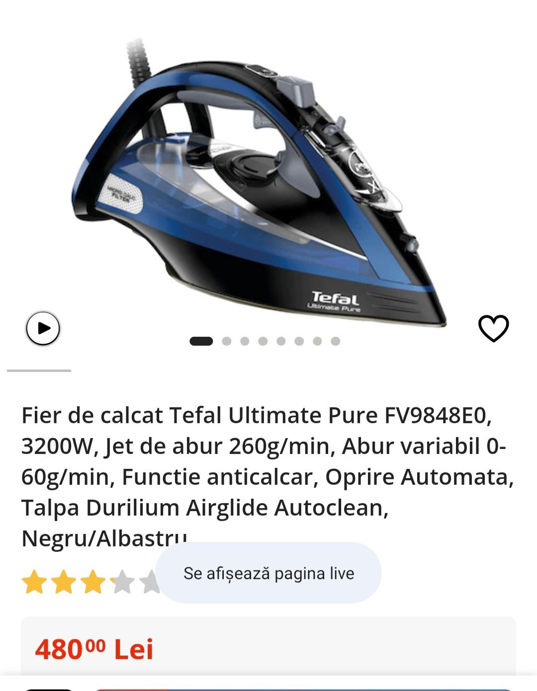 Fier de calcat Tefal Ultimate FV9848E0 NOU