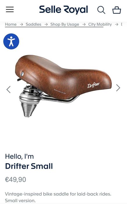 Sa bicicleta Selle Royal Drifter maro cu arcuri, stil vintage