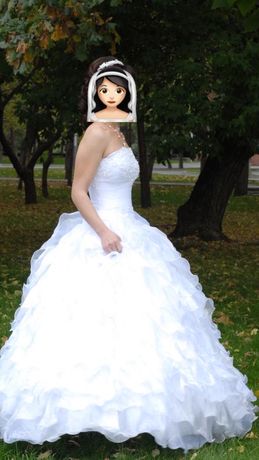 Свадебное платье (б/у) + фата (новая) ТОРГ