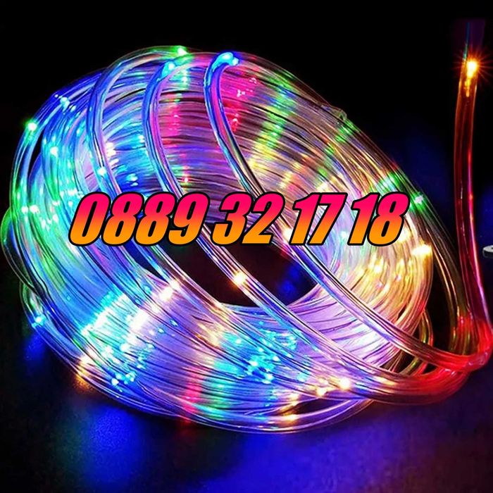 Многоцветен светещ коледен маркуч 20 м + контролер, коледна украса