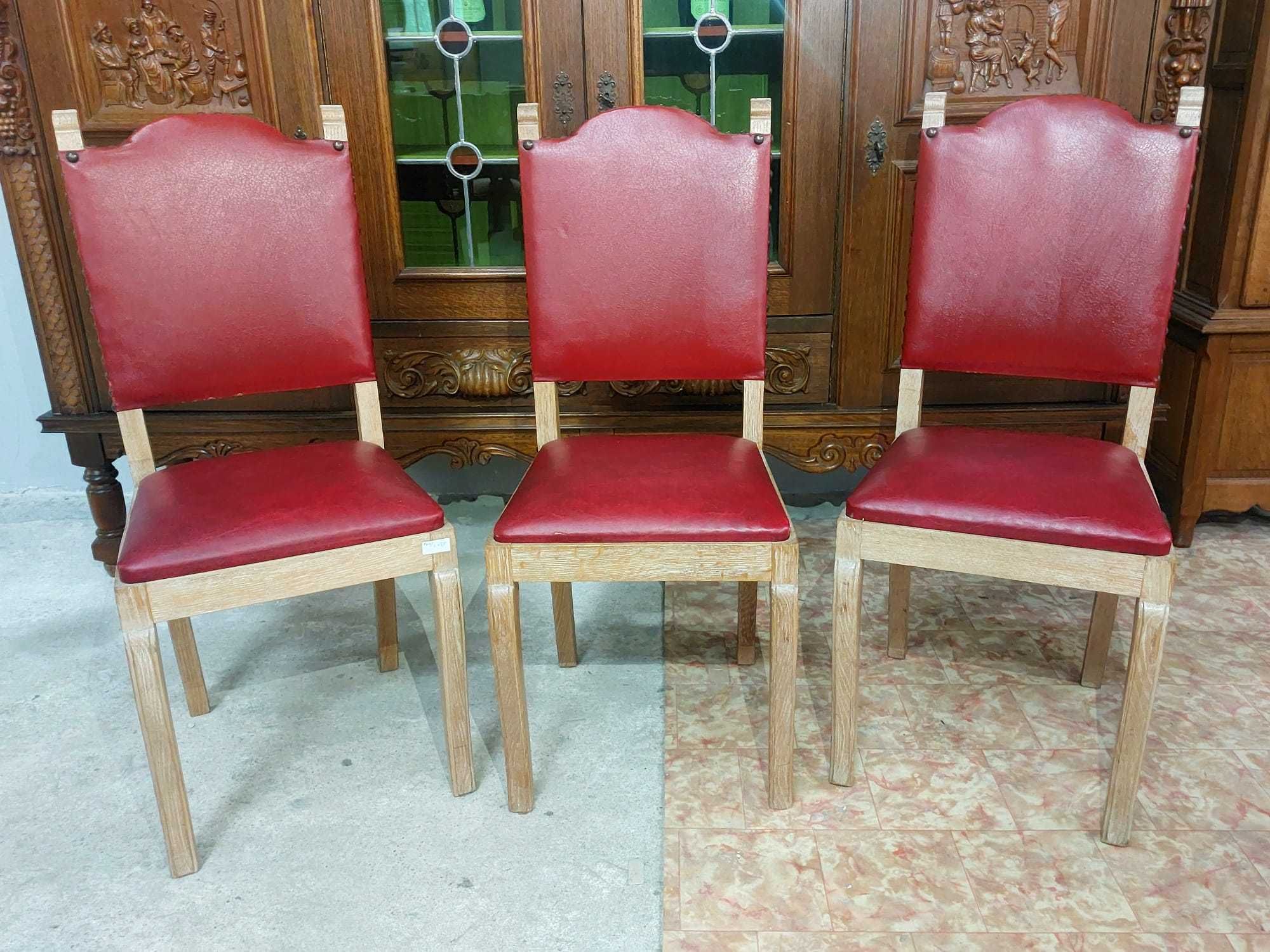 6 броя масивни трапезни столове от естествена кожа