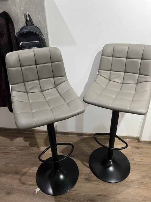 Scaune tip bar gri reglabile